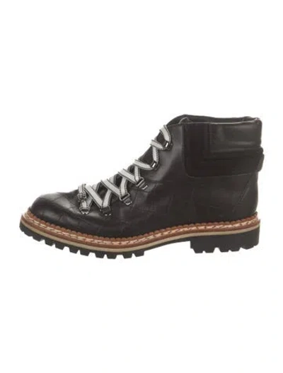Pre-owned Chanel Interlocking Cc Logo Leather Lace-up Boots