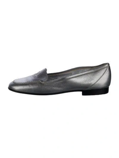 Pre-owned Chanel Interlocking Cc Logo Leather Loafers
