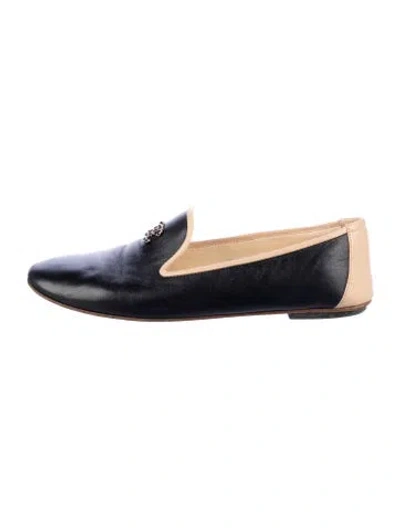 Pre-owned Chanel Interlocking Cc Logo Leather Loafers