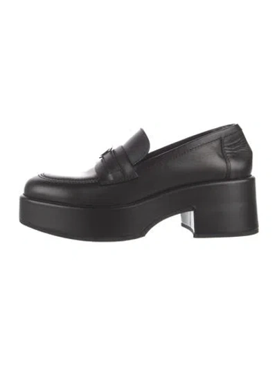 Pre-owned Chanel Interlocking Cc Logo Leather Loafers In Black