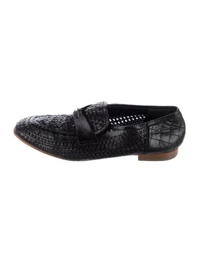 Pre-owned Chanel Interlocking Cc Logo Leather Loafers In Black