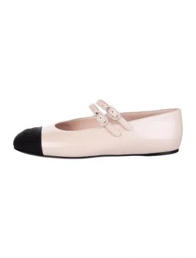 Pre-owned Chanel Interlocking Cc Logo Leather Mary Jane Flats In Pink