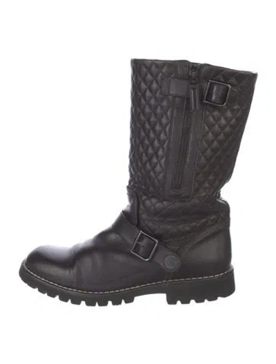 Pre-owned Chanel Interlocking Cc Logo Leather Moto Boots In Multi