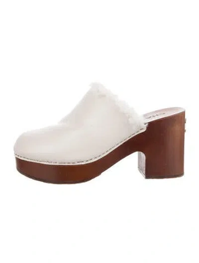 Pre-owned Chanel Interlocking Cc Logo Leather Mules In Brown/neutrals