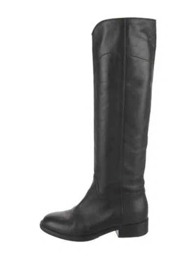 Pre-owned Chanel Interlocking Cc Logo Leather Riding Boots In Black