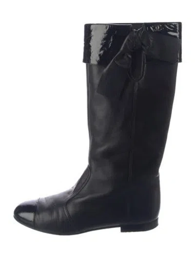 Pre-owned Chanel Interlocking Cc Logo Leather Riding Boots In Multi