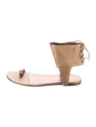 Pre-owned Chanel Interlocking Cc Logo Leather Sandals
