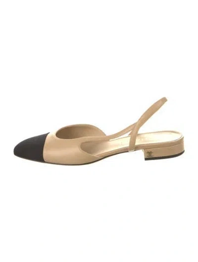 Pre-owned Chanel Interlocking Cc Logo Leather Slingback Flats