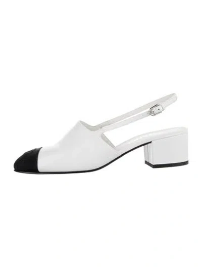 Pre-owned Chanel Interlocking Cc Logo Leather Slingback Pumps In Multi