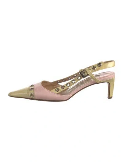 Pre-owned Chanel Interlocking Cc Logo Leather Slingback Pumps In Multi