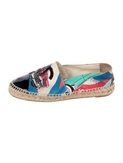 Pre-owned Chanel Interlocking Cc Logo Leather Trim Embellishment Espadrilles In Pink