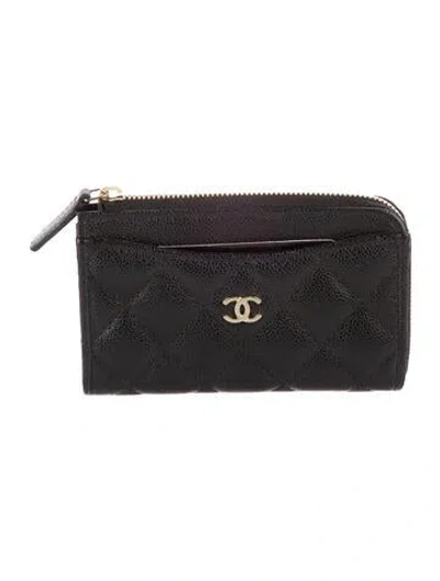 Pre-owned Chanel Interlocking Cc Logo Leather Wallet W/ Tags In Black
