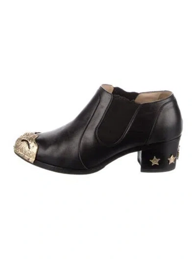 Pre-owned Chanel Interlocking Cc Logo Leather Western Boots In Multi