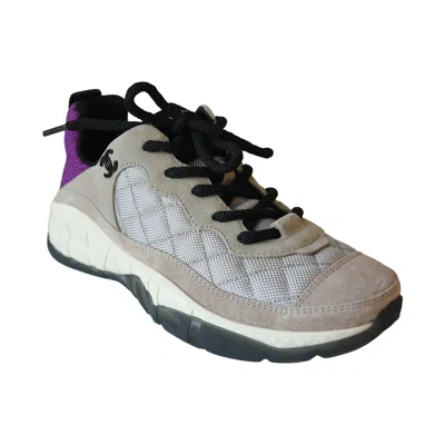 Pre-owned Chanel Interlocking Cc Logo Low Top Sneakers Neutrals Purple