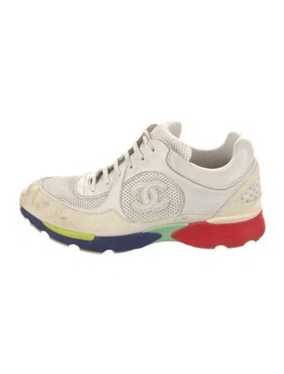 Pre-owned Chanel Interlocking Cc Logo Mesh Athletic Sneakers In Neutral