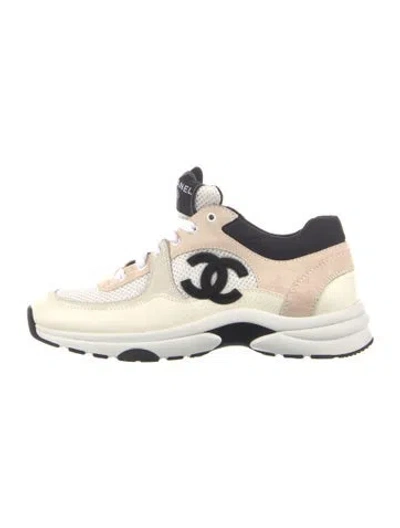 Pre-owned Chanel Interlocking Cc Logo Mesh Athletic Sneakers In Neutrals
