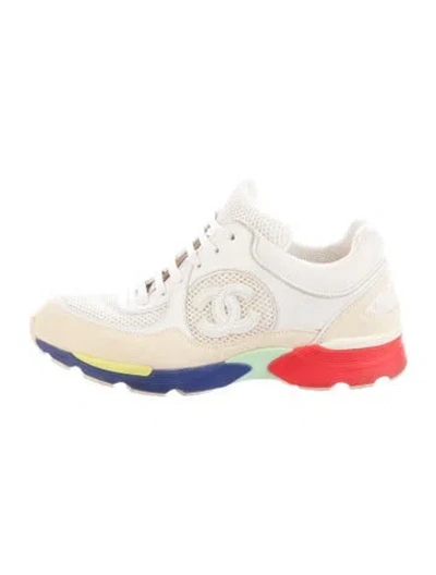 Pre-owned Chanel Interlocking Cc Logo Mesh Athletic Sneakers In Neutrals