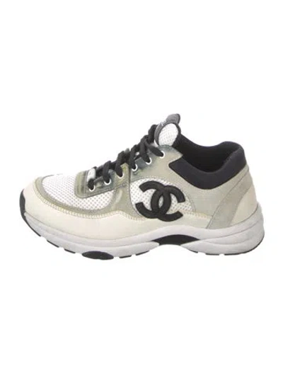 Pre-owned Chanel Interlocking Cc Logo Mesh Athletic Sneakers In Neutrals