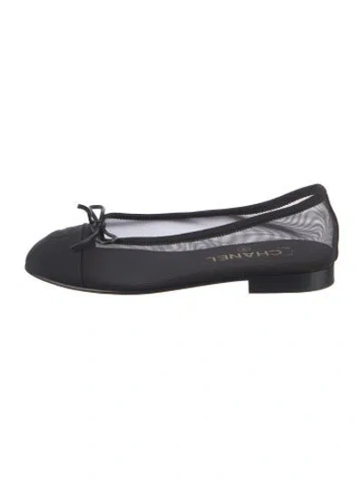 Pre-owned Chanel Interlocking Cc Logo Mesh Ballet Flats In Black