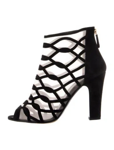 Pre-owned Chanel Interlocking Cc Logo Mesh Boots In Black