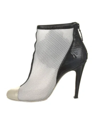 Pre-owned Chanel Interlocking Cc Logo Mesh Boots In White