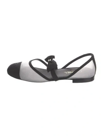Pre-owned Chanel Interlocking Cc Logo Mesh D'orsay Flats In Gray