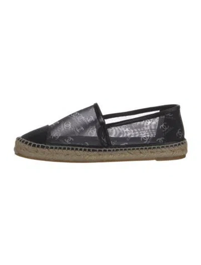 Pre-owned Chanel Interlocking Cc Logo Mesh Espadrilles In Black