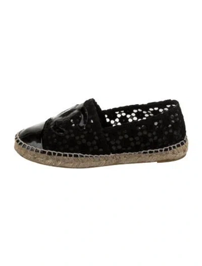 Pre-owned Chanel Interlocking Cc Logo Mesh Espadrilles In Black