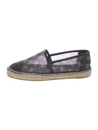 Pre-owned Chanel Interlocking Cc Logo Mesh Espadrilles In Black