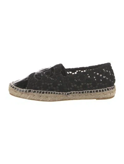 Pre-owned Chanel Interlocking Cc Logo Mesh Espadrilles In Black