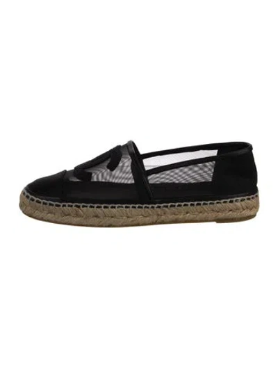 Pre-owned Chanel Interlocking Cc Logo Mesh Espadrilles In Black
