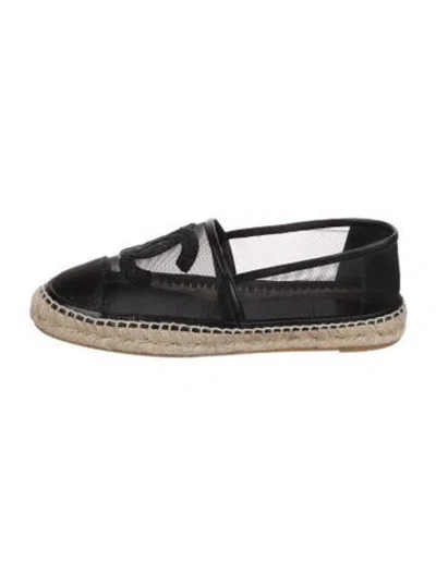 Pre-owned Chanel Interlocking Cc Logo Mesh Espadrilles In Black