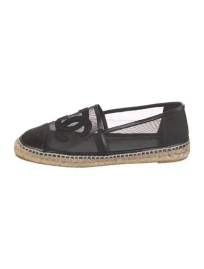 Pre-owned Chanel Interlocking Cc Logo Mesh Espadrilles In Black