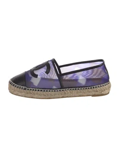 Pre-owned Chanel Interlocking Cc Logo Mesh Espadrilles In Blue