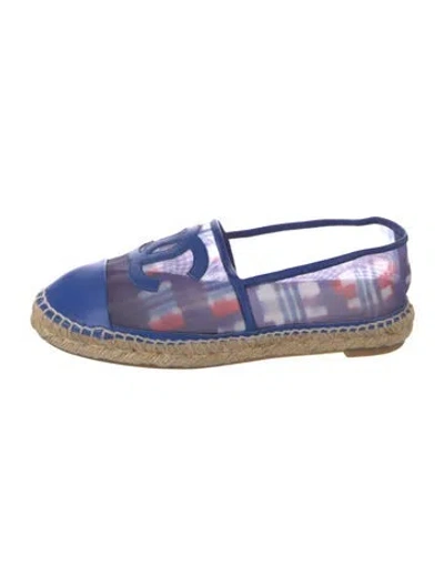 Pre-owned Chanel Interlocking Cc Logo Mesh Espadrilles In Blue
