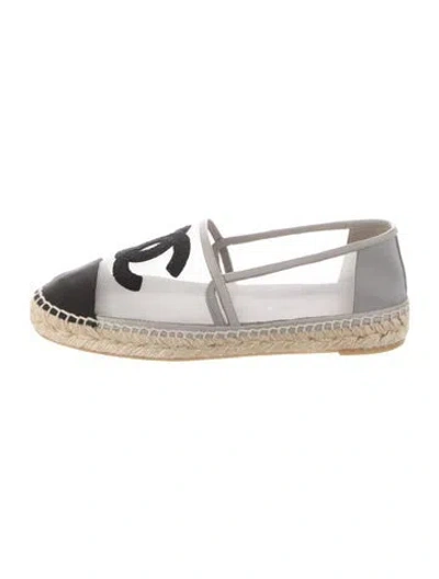 Pre-owned Chanel Interlocking Cc Logo Mesh Espadrilles In Gray