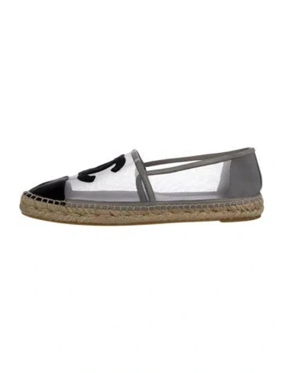 Pre-owned Chanel Interlocking Cc Logo Mesh Espadrilles In Gray