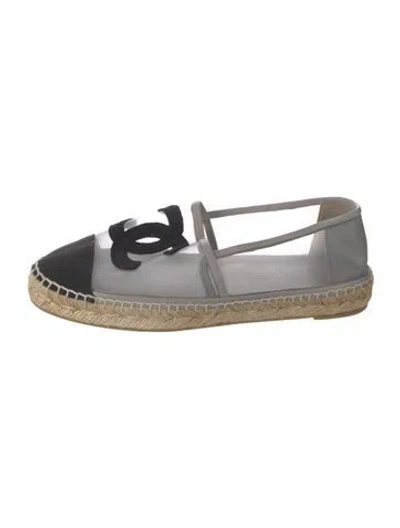 Pre-owned Chanel Interlocking Cc Logo Mesh Espadrilles In Gray