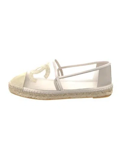 Pre-owned Chanel Interlocking Cc Logo Mesh Espadrilles In Neutral