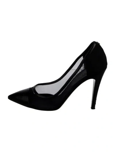 Pre-owned Chanel Interlocking Cc Logo Mesh Pumps In Black