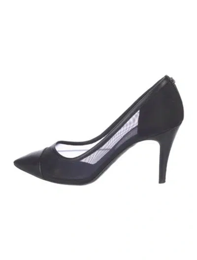 Pre-owned Chanel Interlocking Cc Logo Mesh Pumps In Black