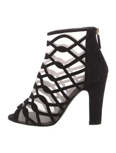 Pre-owned Chanel Interlocking Cc Logo Mesh Pumps In Black