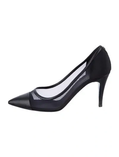Pre-owned Chanel Interlocking Cc Logo Mesh Pumps In Black