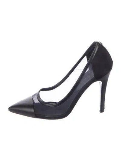 Pre-owned Chanel Interlocking Cc Logo Mesh Pumps In Blue