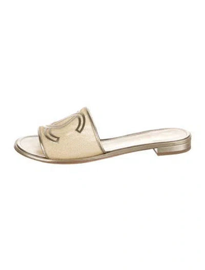 Pre-owned Chanel Interlocking Cc Logo Mesh Slides