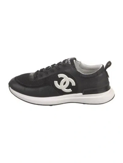Pre-owned Chanel Interlocking Cc Logo Mesh Sneakers In Black