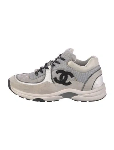 Pre-owned Chanel Interlocking Cc Logo Mesh Sneakers In Gray