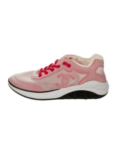 Pre-owned Chanel Interlocking Cc Logo Mesh Sneakers In Pink