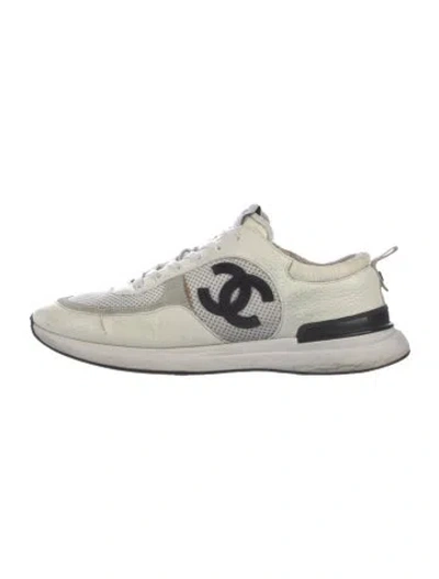 Pre-owned Chanel Interlocking Cc Logo Mesh Sneakers In White