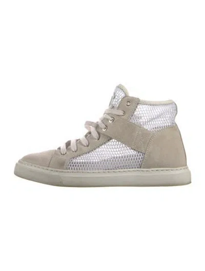 Pre-owned Chanel Interlocking Cc Logo Mesh Sneakers In White